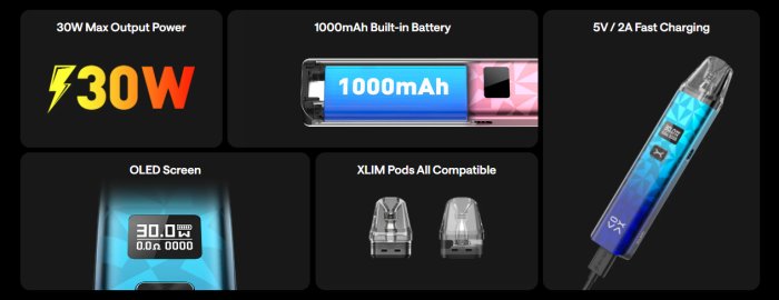 Cigareta OXVA Xlim Classic Edition elektronická 1000mAh Silver